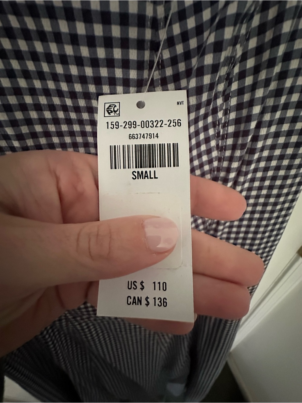 Abercrombie & Fitch Navy & White Gingham Midi Dress - Picture 2 of 3